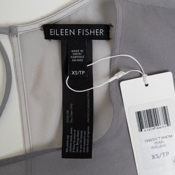 ✨ Eileen Fisher Sheer Silk Top Tunic Oversized Pearl Water Lagenlook Gray - Picture 6 of 16